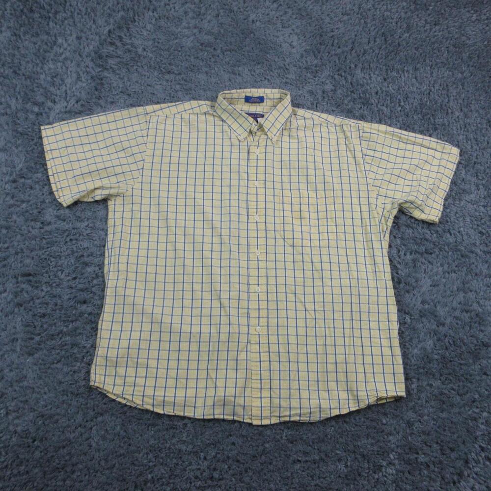 Pendleton Shirt Mens XL Yellow Check Short Sleeve Button-Up Collared Casual
